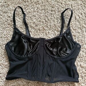 Elegant Black Satin Bustier Top